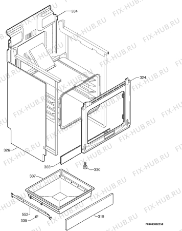 Взрыв-схема плиты (духовки) Electrolux EKD60008W - Схема узла Housing 001